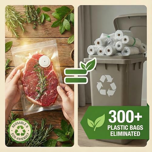 Image of ZKIRON Small Reusable Vacuum Sealer Bags for Food, 20 Pack | 7 x 10 in, BPA-Free, Leakproof Double Zipper, Lunch Size, Freezer, Microwave & Sous Vide, Fits Most Vacuum Sealers