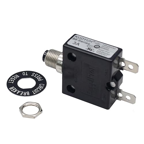 Disyuntor térmico genuino 3A 125/250VCA 32VDC serie 98 pulsador para restablecer interruptor de sobrecarga térmica con terminales de conexión rápida