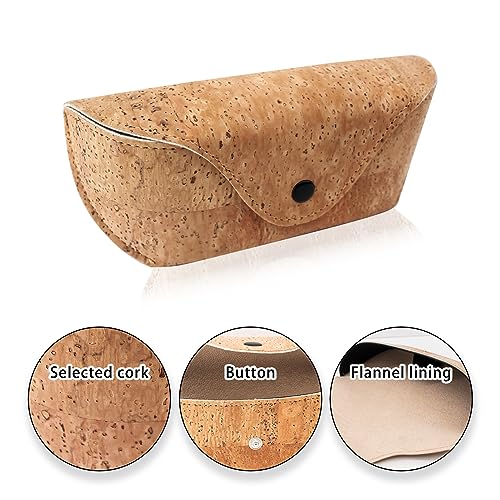Image of boshiho Natural Cork Sunglasses Case Eyeglass Holder Box Vegan Gift