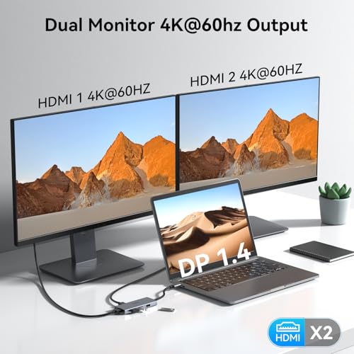 Image of USB C Docking Station Dual HDMI Monitor 4K 60 Hz USB C to Dual HDMI Adapter
