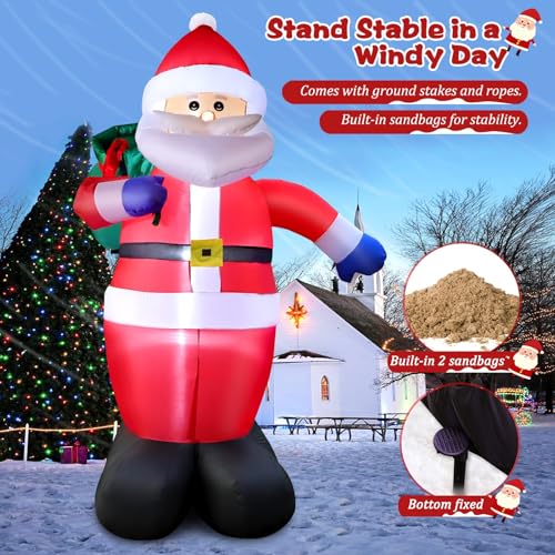 Père Noël gonflable de 3,7 m imperméable pour décorer facilement les grands espaces extérieurs