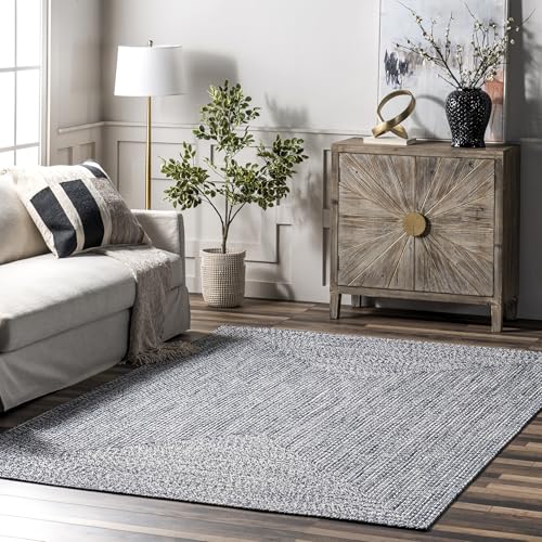 nuLOOM Wynn Braided Indoor/Outdoor Area Rug, 8' Square, Light Blue