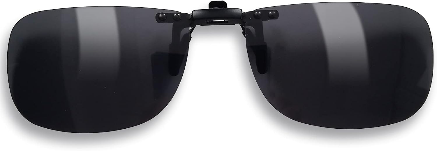 Polarized Clip on Sunglasses, UV Protection/Anti-glare, Small Metal Clip, Driving/Fishing/Outdoor, Unisex, Black