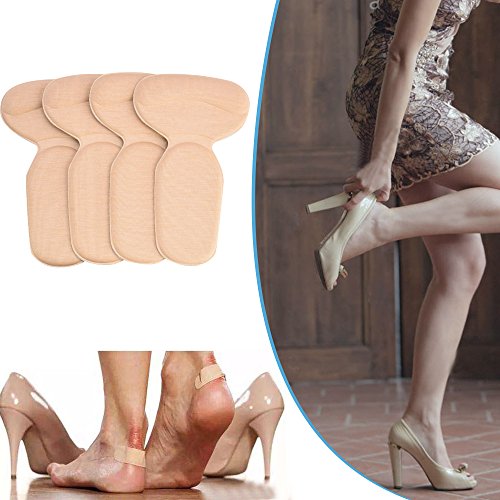 SOUMIT Fersenpolster, 4 Paar Fersenpolster Schuheinlagen, Gedächtnisschaum Selbstklebend Fersenschutz, Komfortabel und Rutschfest Fersenkissen für Herren Damen (Schwarz, Beige)