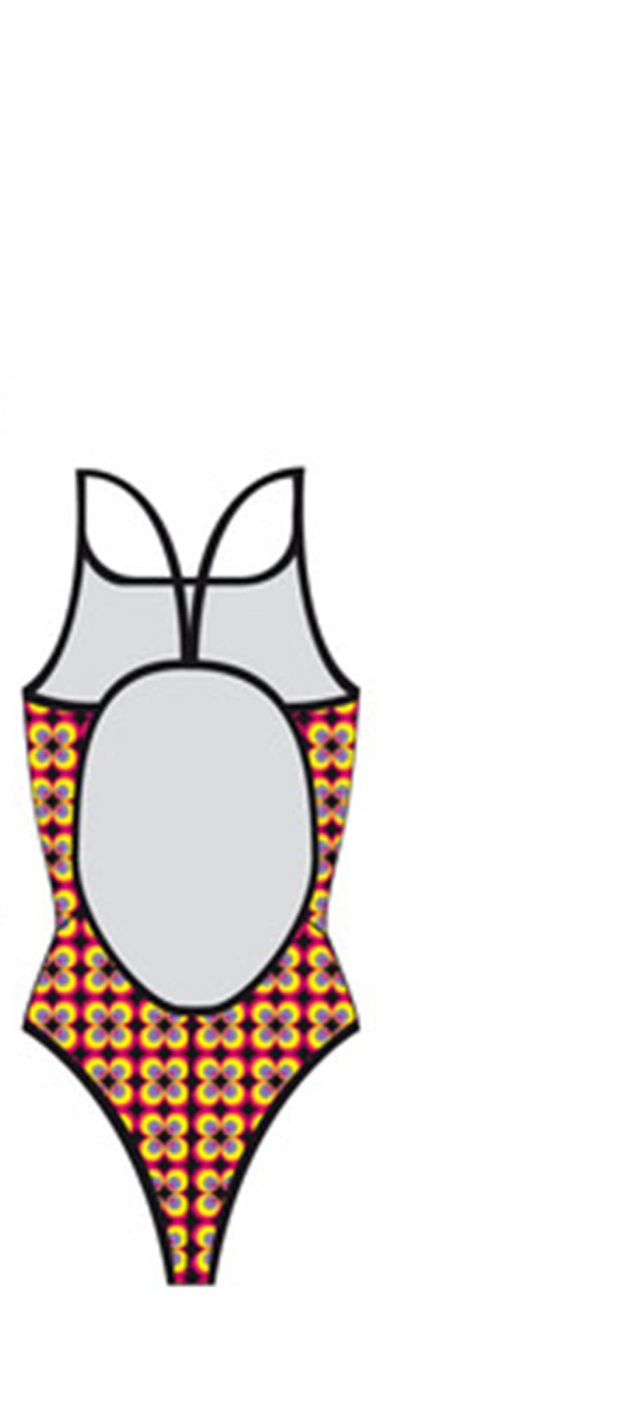 Turbo Swimsuit Nat.Donna Flower 7 (Tirante Fino) di pallanuoto Competizione Nuoto e Triathlon Modello di Vestibilità Comoda, Giallo/rosa, XXL