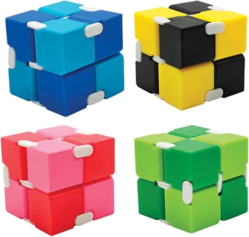 Raymond Geddes Infinity Cube Fidget Toys (paquete de 12) – Juguetes antiestrés de bloque para niños – Juguetes novedosos para fiestas de cumpleaños