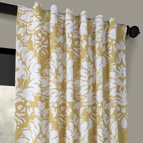 Image of HPD Half Price Drapes Luxury Damask Printed Curtains 84 Inches Long Luxury Damask Cotton Curtains (1 Panel) Room Darkening Window Curtains for Bedroom & Living Room, 50W x 84L, Lacuna Sun Damask