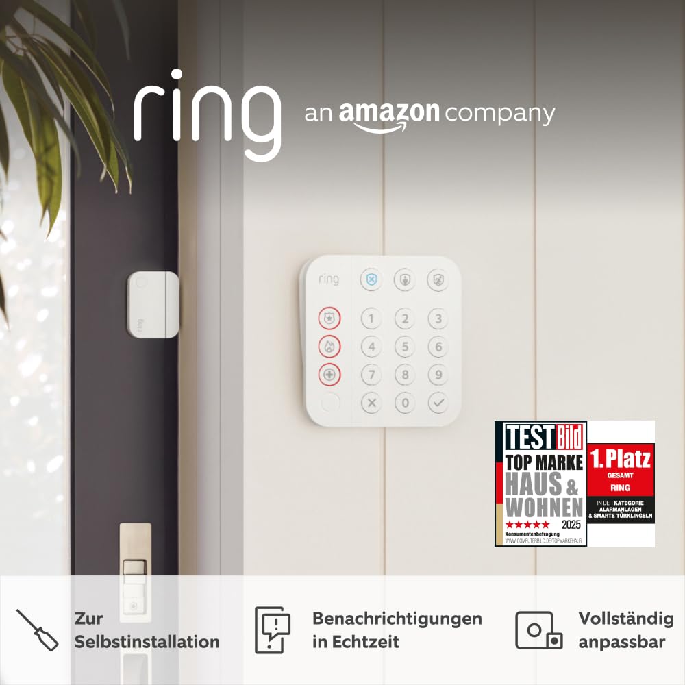 Ring Alarm-Set - S | Alarmanlage für Haus & Wohnung mit WLAN und Sensoren | Alarm-Benachrichtigungen direkt auf dein Smartphone | haustierfreundlich | Funktioniert mit Alexa