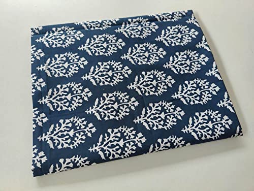 Image of Floral Printed Cotton Print Fabric Cloth Block Print Floral Print Fabric Running Jaipuri Hand Block Printed Women Dress Material Kurtis Natural 44 inch Inches Width 2.5 Meter (Pattern 18)
