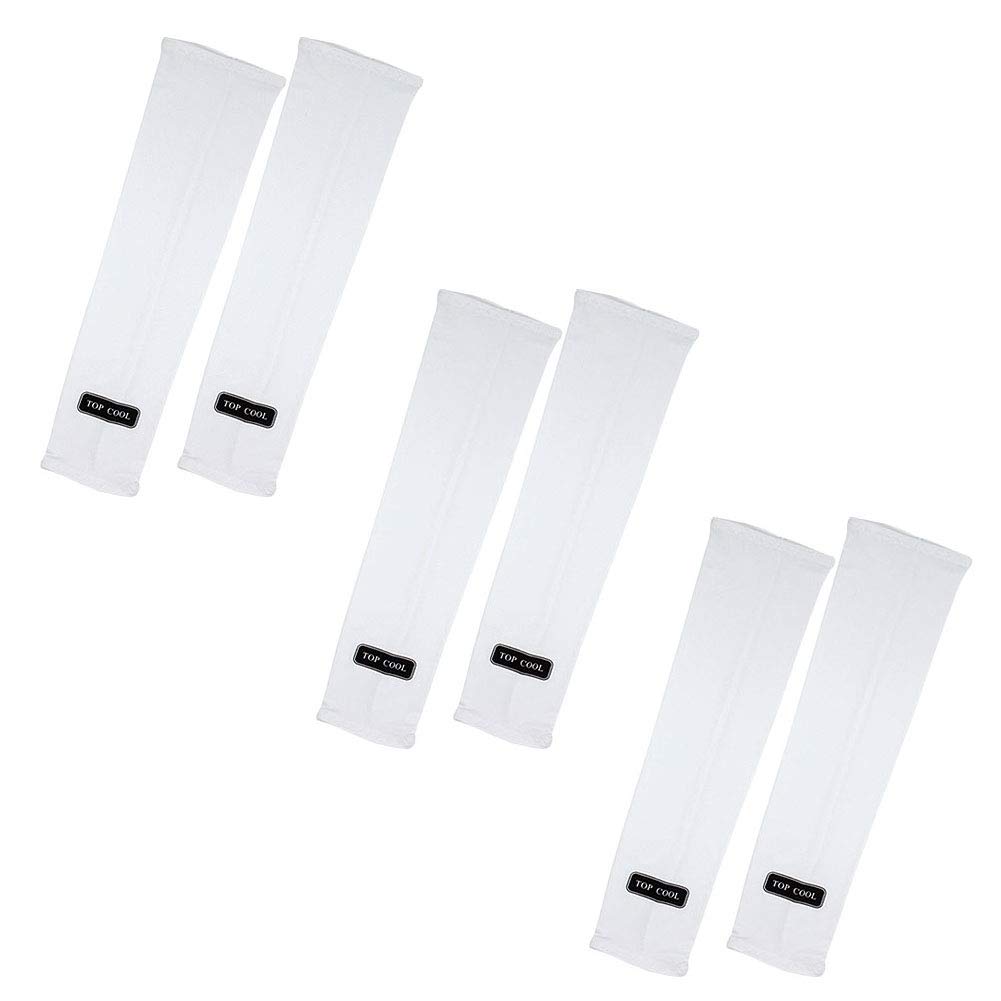 TOP COOL UV Cover Sun Protective Skin Cool Arm Toshi Sleeve 3 Pairs (White)