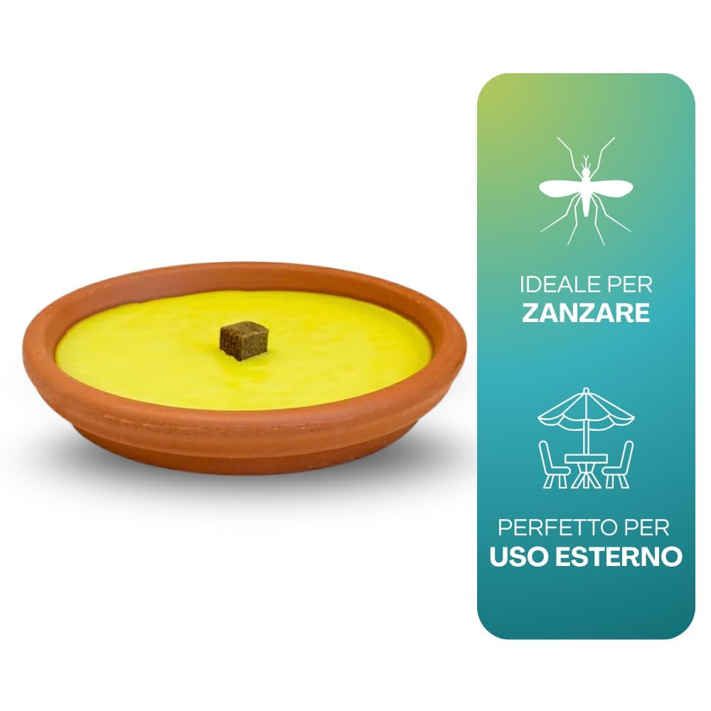 Virsus Candela citronella Candele per Esterno in coccio di Terracotta 17 cm Set da 10 Pezzi Giardinaggio antizanzare Feste ed Eventi