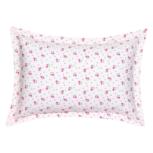 Image of HOUSE FOX Zipper Cotton Pillow Covers /Cases /Protectors (NOT Pillow) Set of 2 Pair Or 4 Pcs,Size -18x28inch with Zip /Chain (Floral White Pink, Standard)