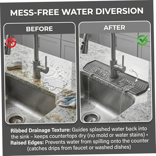 Protector contra salpicaduras de silicona ajustable que mantiene tu fregadero seco 8