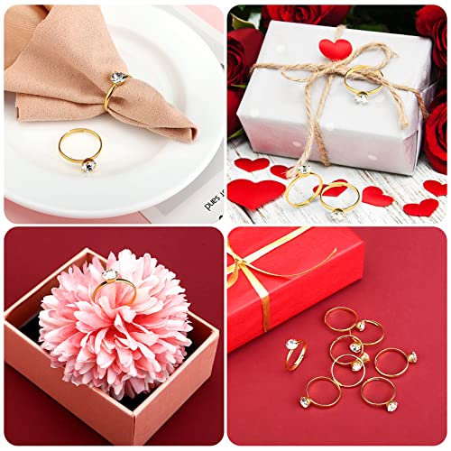 Naler Bridal Shower Rings 52 Pack Gold Diamond Engagement Rings For Wedding Party Favors Table Decoration Cupcake Toppers thumb #6
