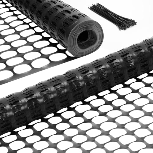 Ohuhu Plastic Garden Fence Safety Fence 4x100/10.7LB Reusable Netting Plastic Mesh Fence Roll Temporary Fencing for Animal Barrier Construction Snow Fence Poultry Rabbits Chicken Dogs Deer