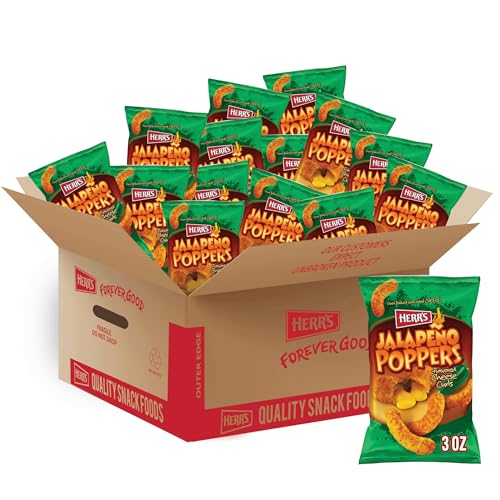 Herr’s Cheese Curls, Jalapeno Popper Flavor, Gluten Free Snacks, 3oz Bag (20 Count)