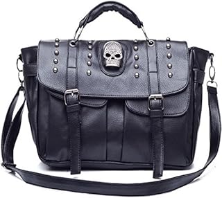 FiveloveTwo Women Top Handle Shoulder Bag Personality Punk Rivet Satchel Tote Purse Fashion Vintage Big Bag Black
