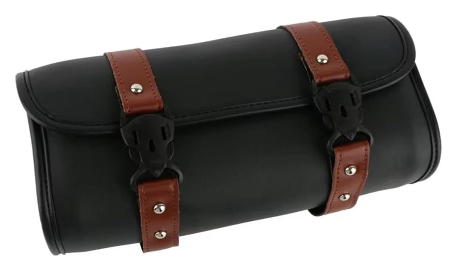 Moto Paraurti Borsa Moto Forcella Attrezzo Barile Forma Manubrio PU Pelle Borse Portaoggetti Nero Bagagli Sella Borsa