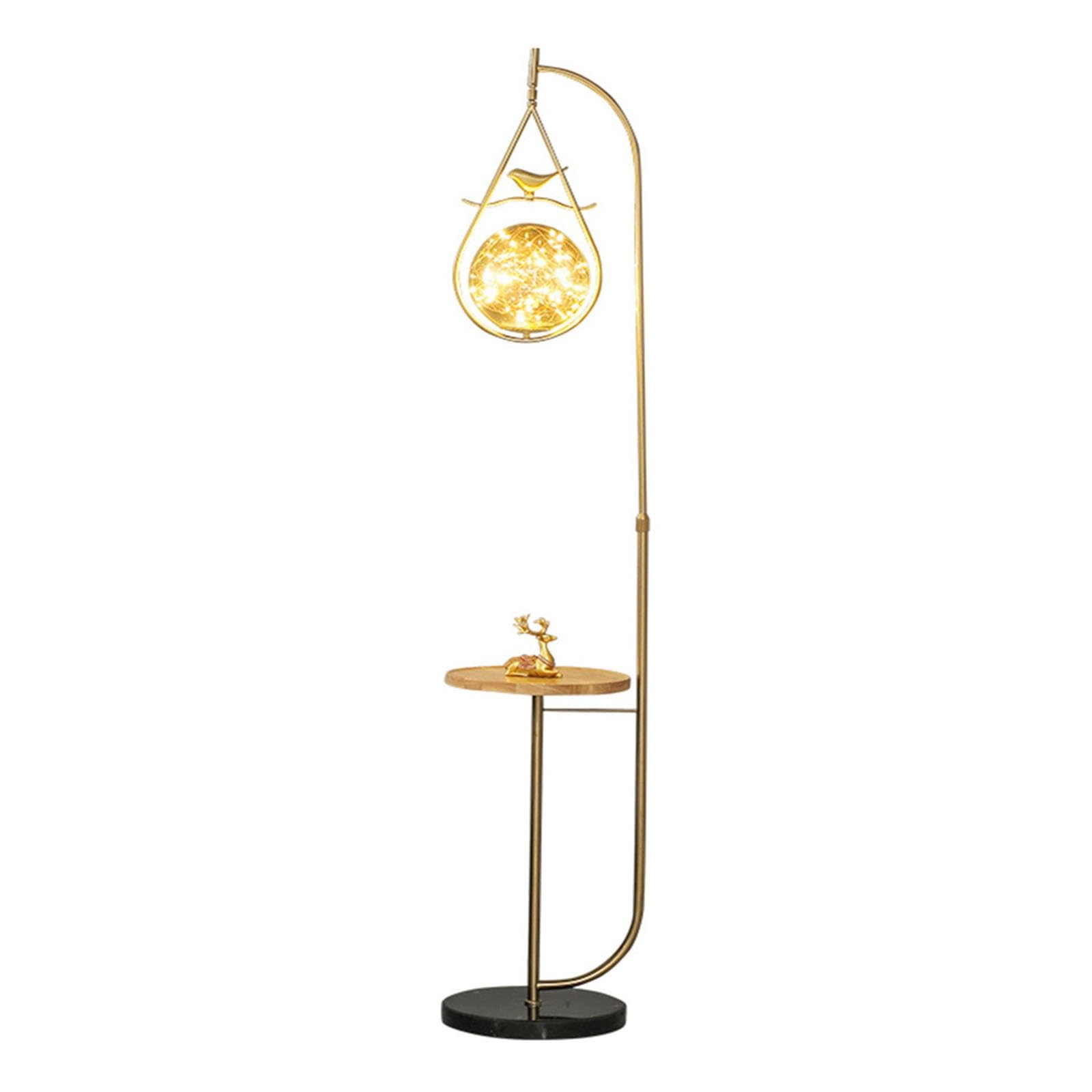 LJHFG63KUYT Standing Lamps Floor Lamp with Table Attached, Mid-Century Modern Gold Glass Globe Lamps Decorate(Gold)