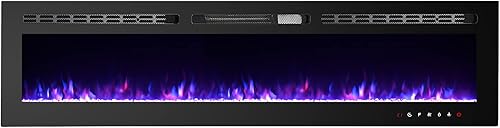 CharaVector - Insertos de chimenea eléctrica de 70 pulgadas 750W/1500W con control remoto en montaje en pared, calentador de chimenea de inserción