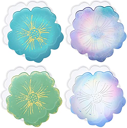 Image of SNOOGG Pack of 2 Flower-Shaped Silicone Molds for Epoxy Resin Art, DIY Casting, Making Coasters, Home Decoration, Cup Mats, and Customized Craft Projects