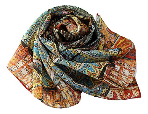 Long Crepe Silk Scarf Classic Art Print2