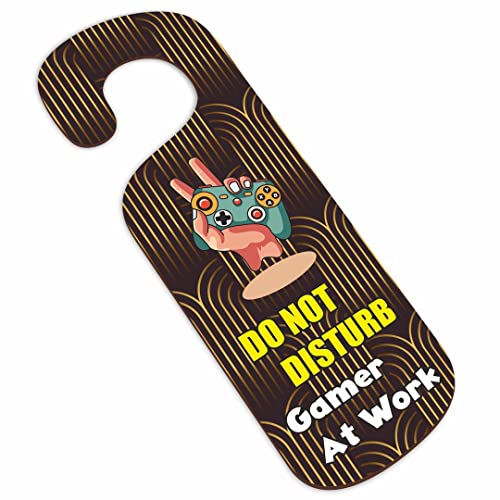 Image of KREEPO Do Not Disturb Gamer at Work MDF Door Sign Hanger Size(24cm x 8.5cm) kr44