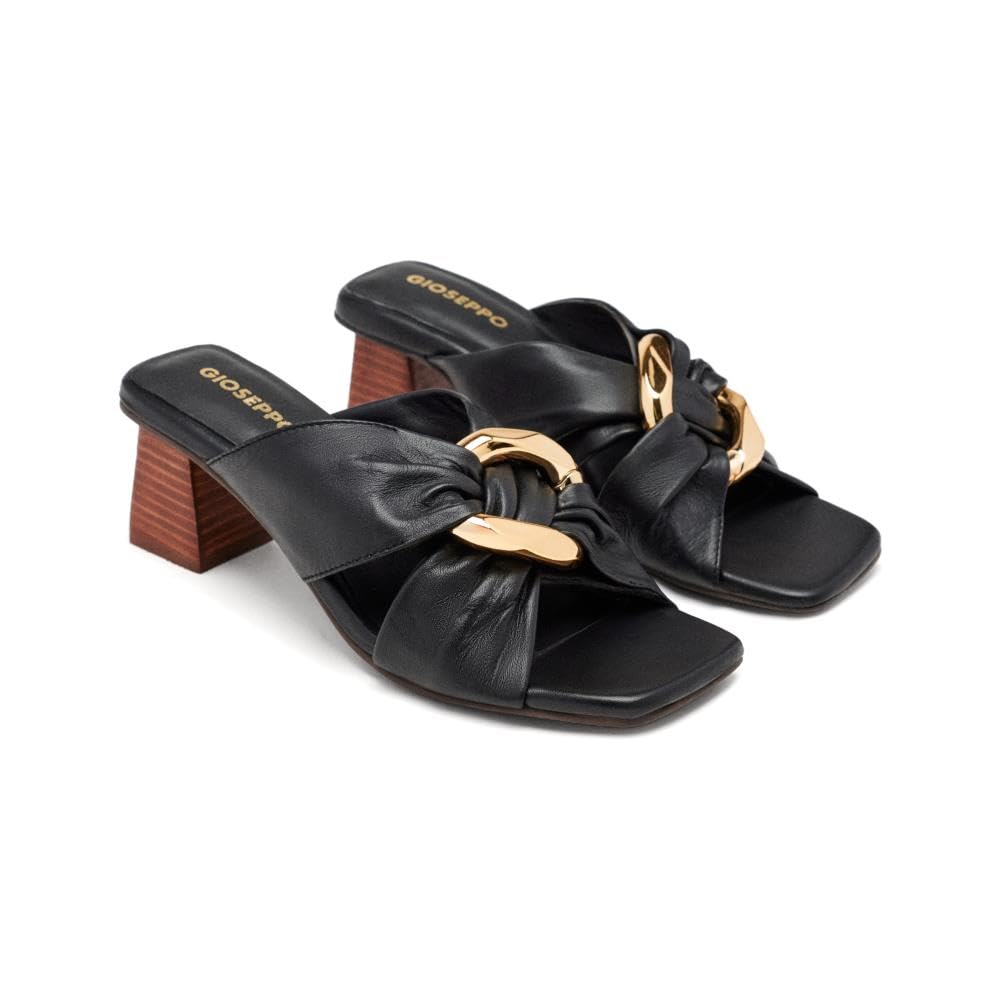 GIOSEPPO ALSTEAD Leather Sandals, Black/White, 5 UK