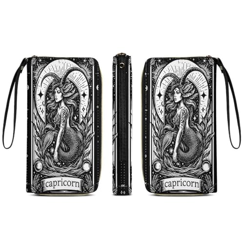 Capricorn Art Print Women's Wallet Wristlet Zipper Purse with Hand Strap Travel Credit Card Holder for Daily Use Gifts4