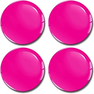 SkinoEu® 4 pegatinas de 70 mm de gel de silicona 3D para el coche, color rosa neón