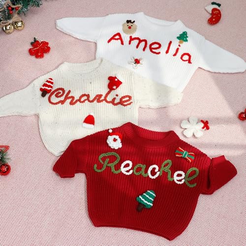 nazenti personalized baby sweater custom baby name sweater for newborn with hand-embroidery amp monogrammed infant pullover gifts for toddler boy girl birthday christmas babyshower