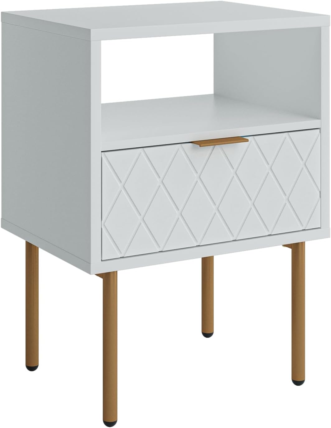 Mesita De Noche EUGAD Blanca - 40x40x43.5 Cm, Con 2 Estantes - Para Dormitorio, Salón, Mesa Auxiliar, Capacidad 30 Kg