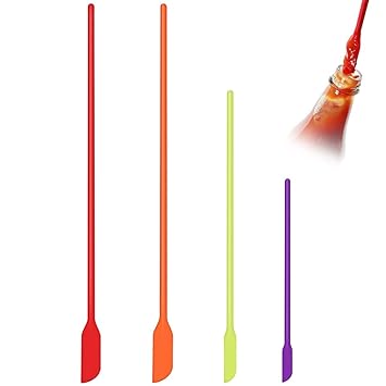 Mini Silicone Spatula Set- 4 Pieces Small Rubber Spatula for Makeup- Thin Jar Scraper for Kitchen- Thin Spatula Set- Perfect for Mixing & Sampling Beauty Products, Multicolor