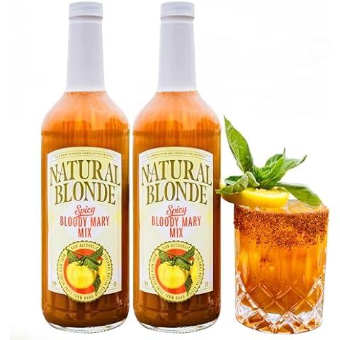Natural Blonde Spicy Golden Bloody Mary Mix - All-Natural Cocktail Mixer with Hand-Picked Golden Tomatoes - Low Sodium, Low Calorie, Gluten Free - 50 Fl Oz (2 Pack) Cover