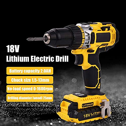 QHYXT Akku-Bohrschrauber, Elektroschrauber, 18 V Akku-Schrauber, Multifunktions-Schlagbohrmaschine, 2,0 Ah, Lithium-Ionen-Akkus, selbstspannendes Metallfutter, 13 mm, 2 Geschwindigkeiten, 23 + 1, – Bild 3