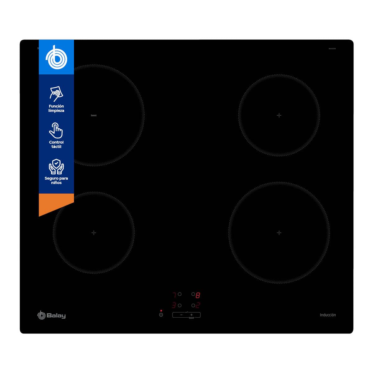 Balay Induction Hob, 60 cm, 4 induction zones with Sprint function, Touch Control and Programmable, Black, 3EB861EN