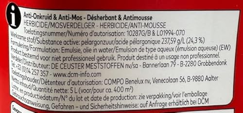 DCM Anti-Onkruid & Anti-Mos - Total Concentraat 5L - 400 m² - Snelwerkend Onkruidmiddel voor Terrassen en Tuinen - Afbeelding 5