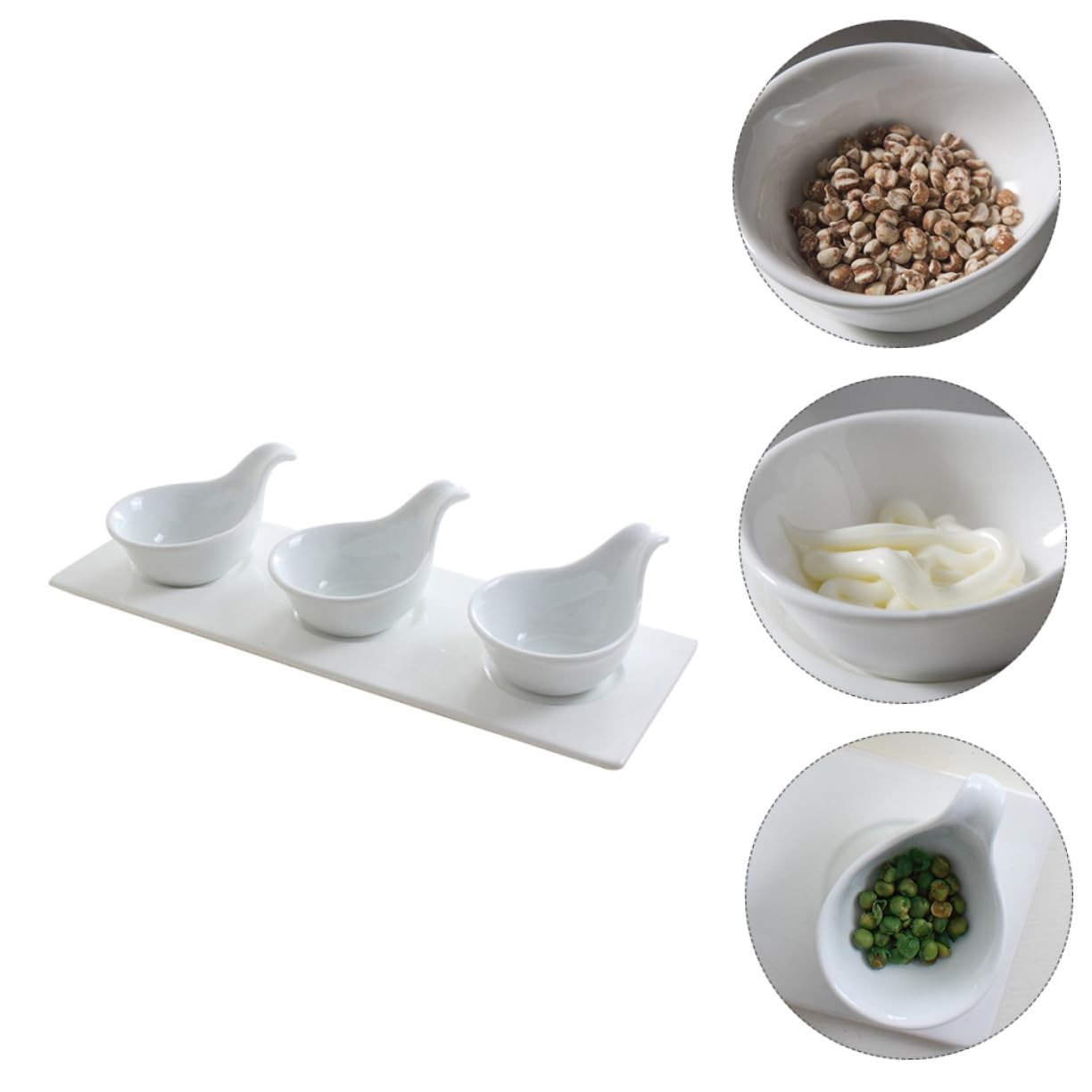 CIYODO 4-piece Sauce Dish Spoon Set Caviar Serving Spoons Sauce Plates Ceramic Present