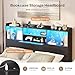 DICTAC Queen Floating Bed Frame with LED Lights and Storage Headboard, Visual Floating Bed with Charing Station, Queen Size Metal Platform Bed with Stable Structure, No Box Spring Need, Easy Assembly