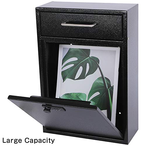 Xydled Wall-Mount Mailboxes With Combination Lock, Heavy Duty Mailbox Wall Mount, Mailbox For Outside, Locking Mailbox With Lock,Hanging Secured Postbox,Security Key Drop Box, Black,Xl Large #TOP3