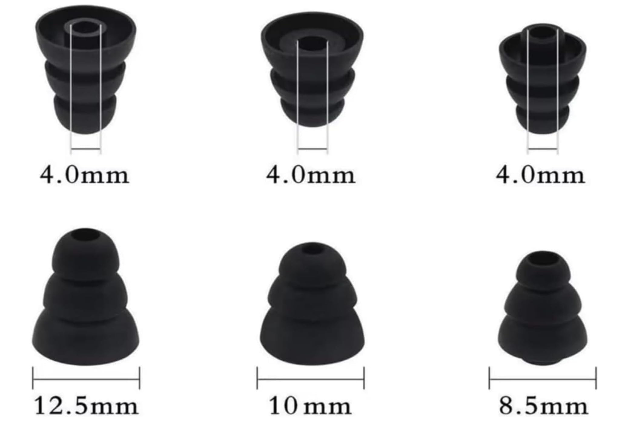 6 Paia | Ricambio Tappi per Orecchie Tappi per Orecchie Silicone 3 Flange compatibili con Maggior Parte delle Cuffie In-Ear | Isolamento Acustico | S/M/L 3 Diverse Misure