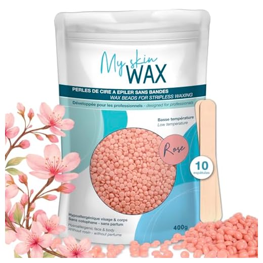My Skin Wax - Perlas de Cera para Depilación Sin Bandas 400g, Hipoalergénico, Depilatoria Indolora Sin Enrojecimiento, Especial Para Pieles Sensibles Hombre Mujer, Depilar Facial, Brasileño,Rosa