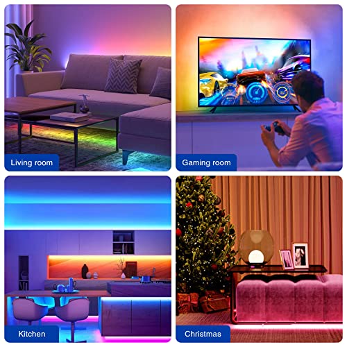 Image of Led Lights for Bedroom 32.8ft Music Sync Color Changing Strip Lights with Remote and App Double Control RGB Led Strip Light, for Room Home Brithday Party Decoration