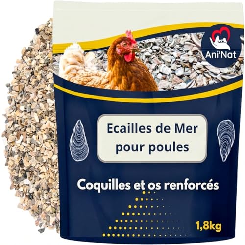 Ani'Nat Ecailles de mer pour Poules Pondeuses et Pigeons. + de variété de minéraux Que dans Les Coquilles d'Huitres. Minéraux et Calcium pour des coquilles...
