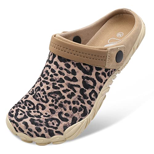 Besroad Lightweight Comfortable Unisex Beach Walking Swimming Water Shoes Easy On Sandals Slippers Brown Leopard 9 Women/7.5 Men #TOP22