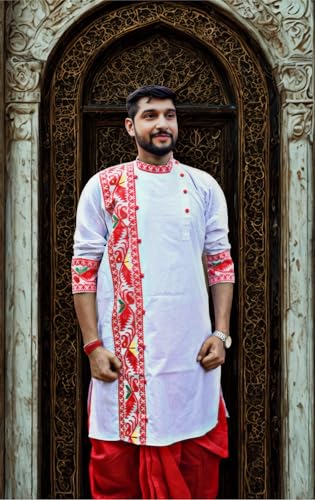 Image of Pure Cotton Full Sleeves Kurta with dupion silk Dhoti pant set (701)