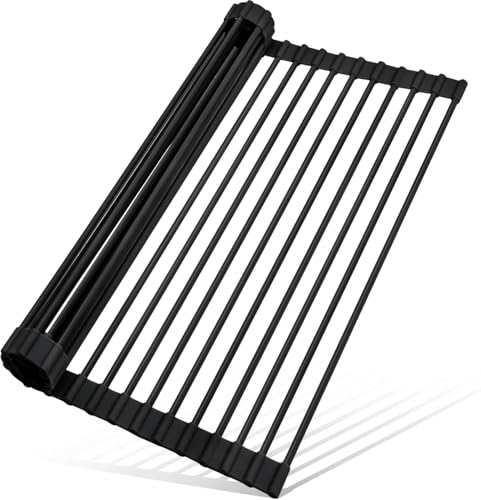 Zhangming Escurreplatos enrollable de 20.5 x 13 pulgadas, envuelto en silicona, resistente al calor y a la corrosión, almohadilla de drenaje plegable para fregadero, multiusos