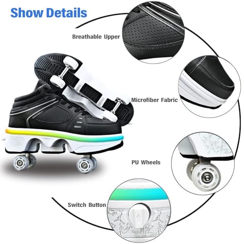 Image of 2 in 1 Invisible Deformation Roller Skates for Men, Women, and Kids - Classic Double-Row with 4 Shiny Wheels for Indoor and Outdoor Use