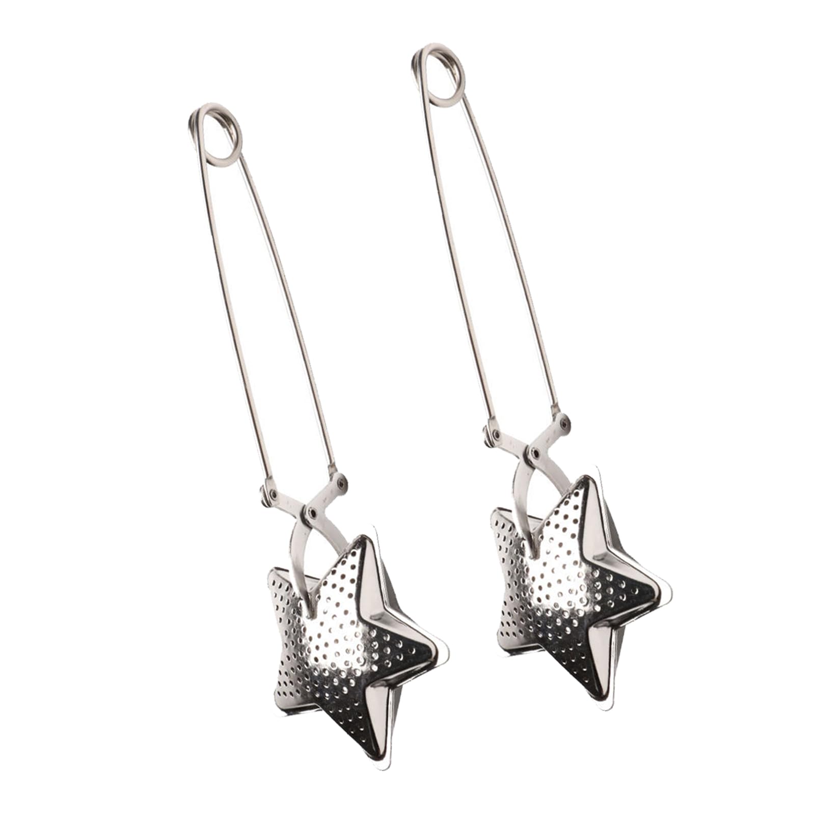 NEWFT 2 Pack Multipurpose Star Shape Teas Filter Ball Food Grade Stainless Steels Teas Strainer Infuser With Ergonomic Handle