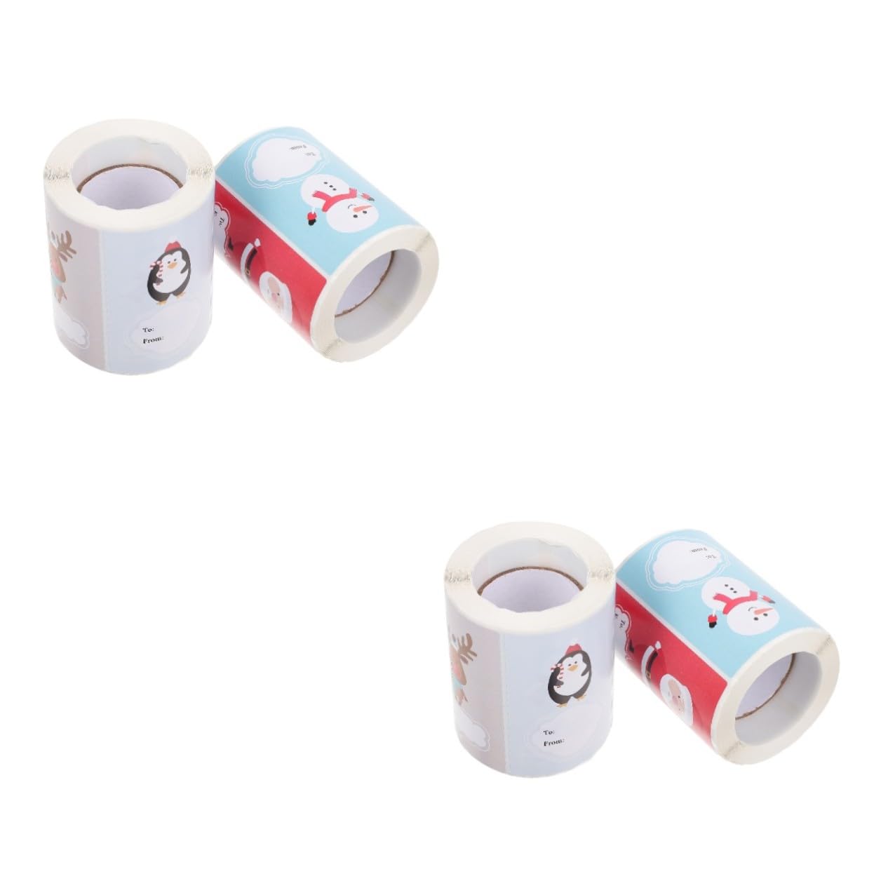 Angoily 4 Rollen Weihnachtsaufkleber Selbstklebende Sticker mit Buntem Weihnachtsmuster Langlebig Einfach zu Kleben für Geschenke Karten DIY Dekoration und Festliche Verpackungen